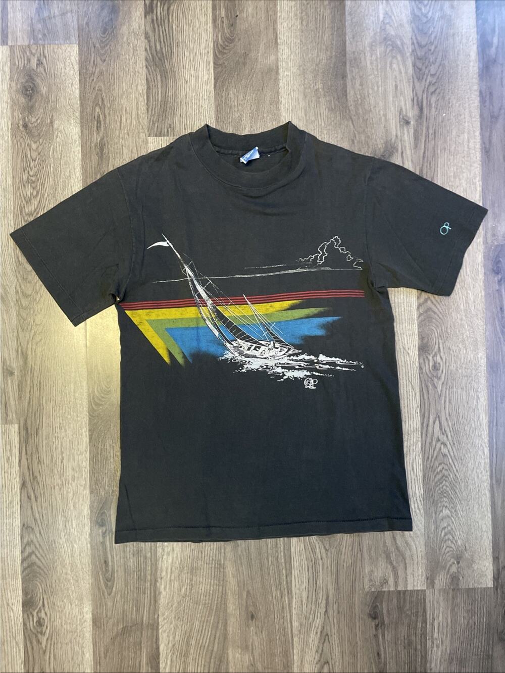 Vintage 80s Ocean Pacific OP Sunwear T-Shirt Single Stitch Sailboat Small